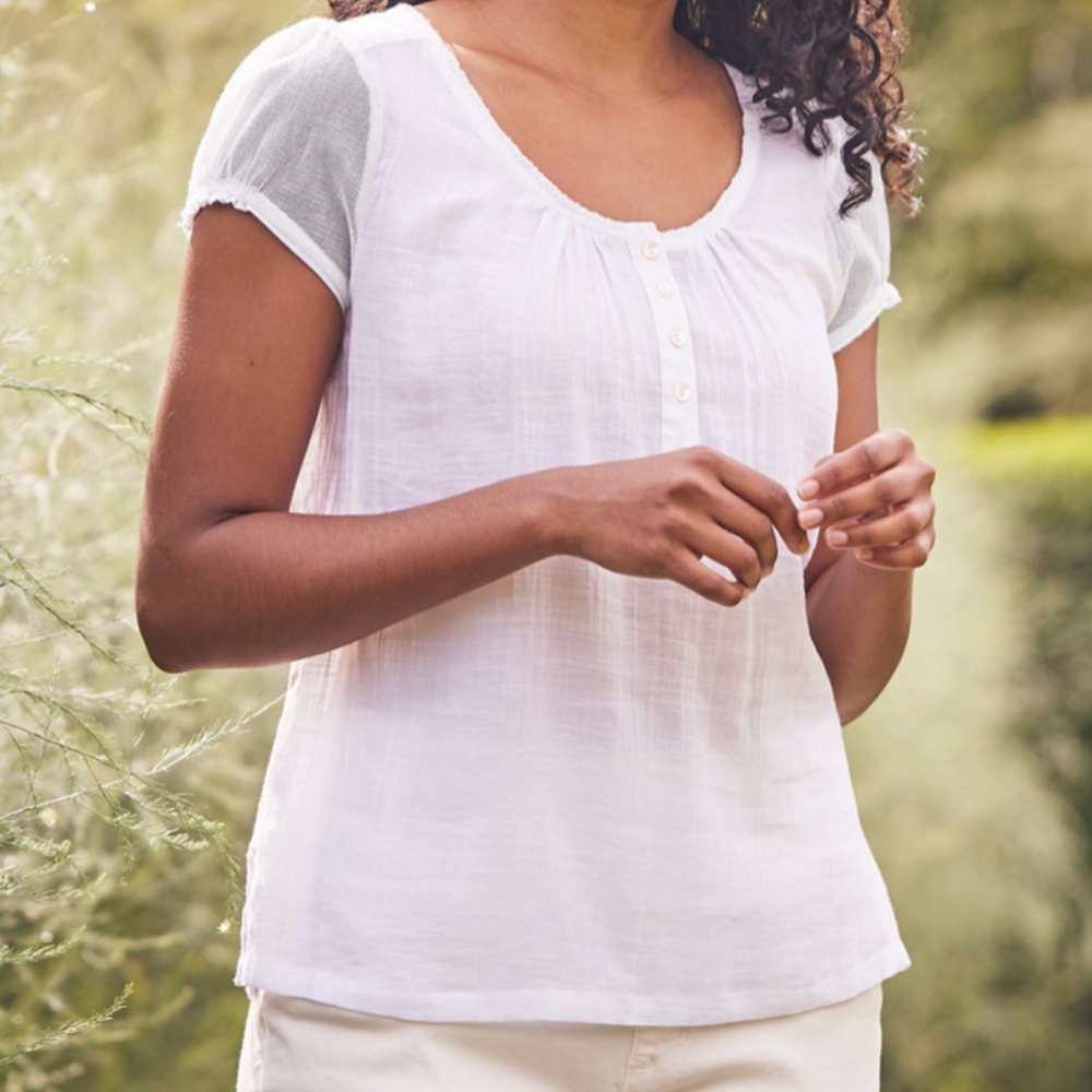 April Cornell White Peasant Blouse, EUC